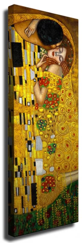 Διακοσμητικός πίνακας Wallxpert 265VGA1110, The Kiss by Gustav Klimt, 30x80 cm, Χρυσό