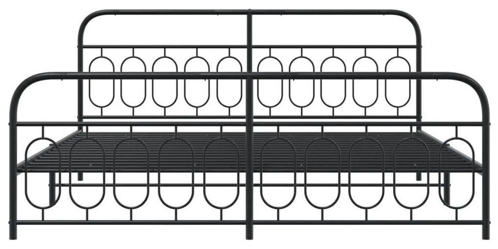 vidaXL Πλαίσιο Κρεβατιού με Κεφαλάρι&Ποδαρικό Μαύρο 200x200εκ. Μέταλλο