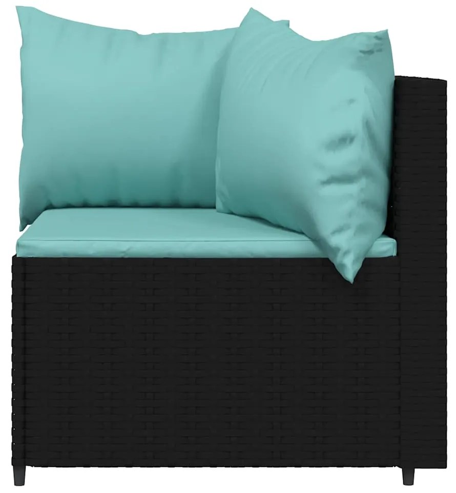 vidaXL Καναπέδες Κήπου Γωνιακοί με Μαξιλάρια 2 τεμ. Μαύρο Συνθ. Ρατάν