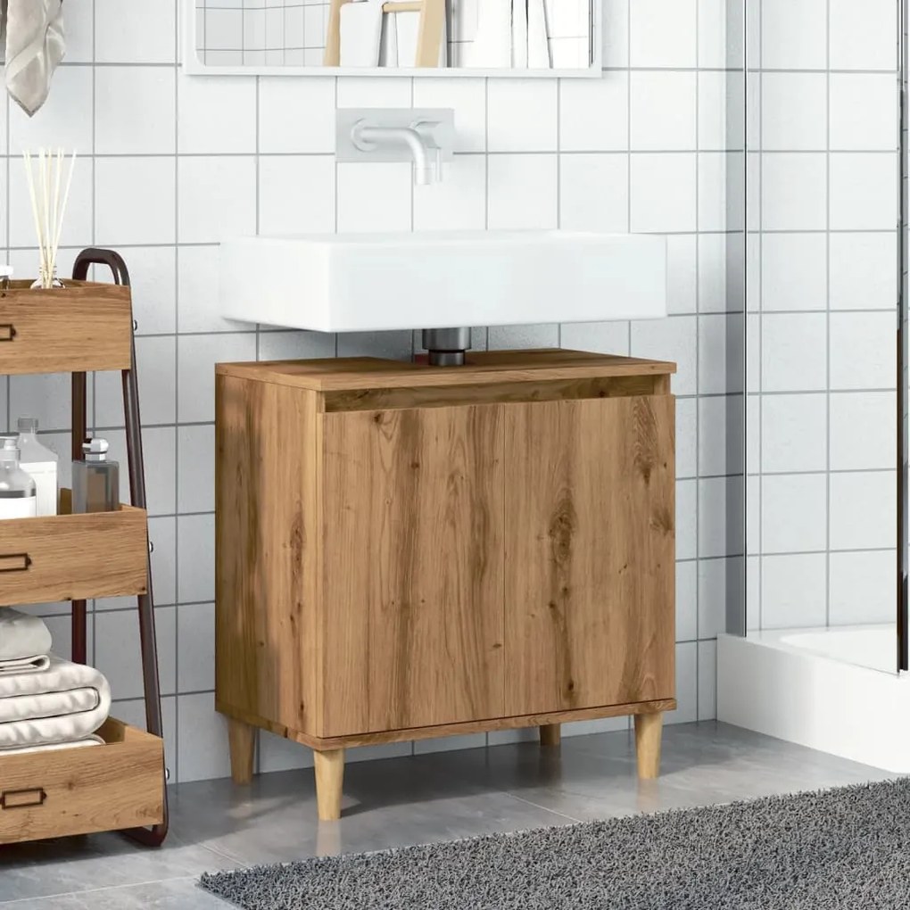 Ντουλάπι Νιπτήρα τεχνίτης Δρυς 58x33x60 εκ. Επεξεργασμένο Ξύλο - Καφέ