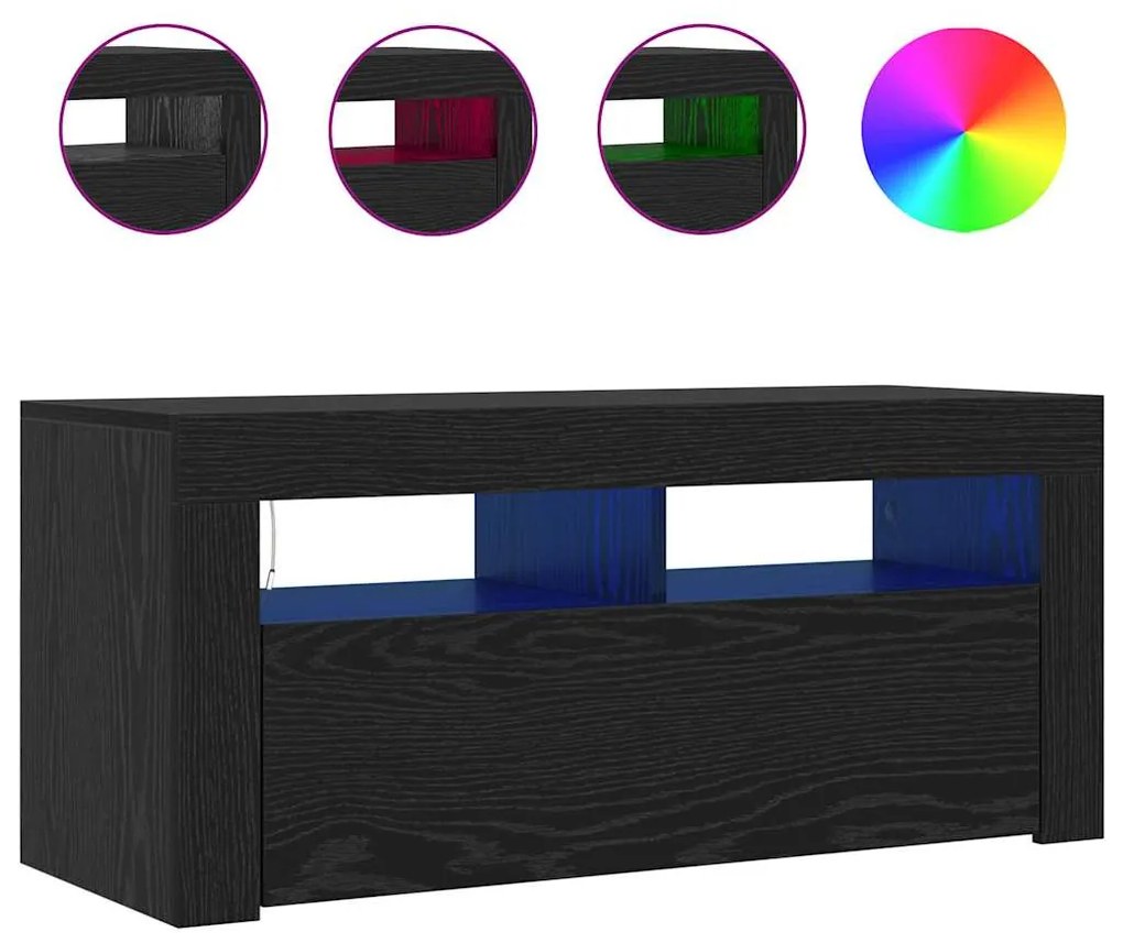 vidaXL Ντουλάπι TV Μαύρο 90 x 35 x 40 εκ. Επεξεργασμένο ξύλο