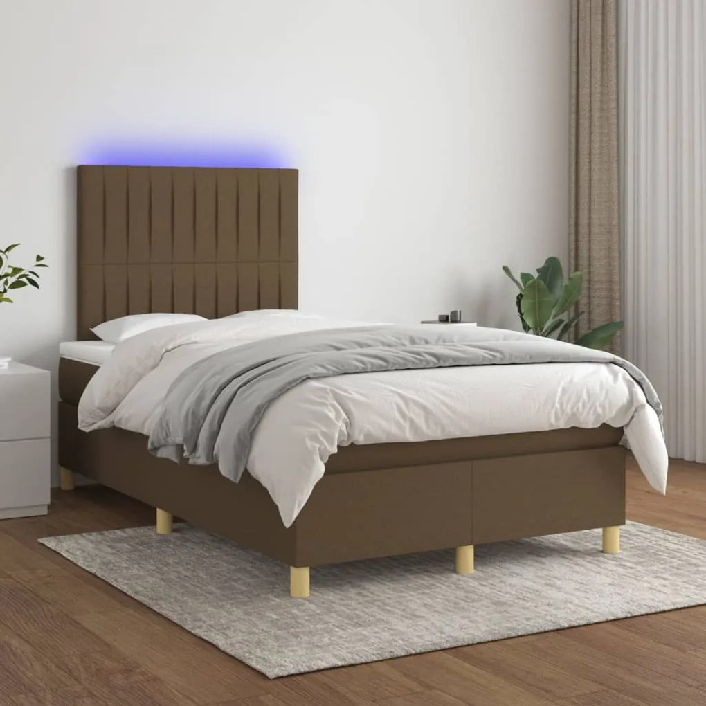 ΚΡΕΒΑΤΙ BOXSPRING ΜΕ ΣΤΡΩΜΑ &amp; LED ΣΚ.ΚΑΦΕ 120X190ΕΚ. ΥΦΑΣΜΑΤΙΝΟ 3270263