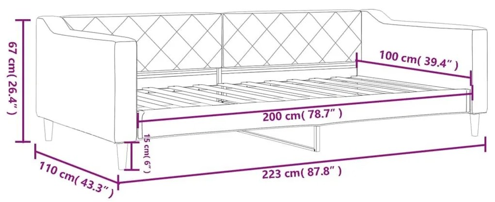 Καναπές Κρεβάτι Κρεμ 100 x 200 εκ. Υφασμάτινος - Κρεμ