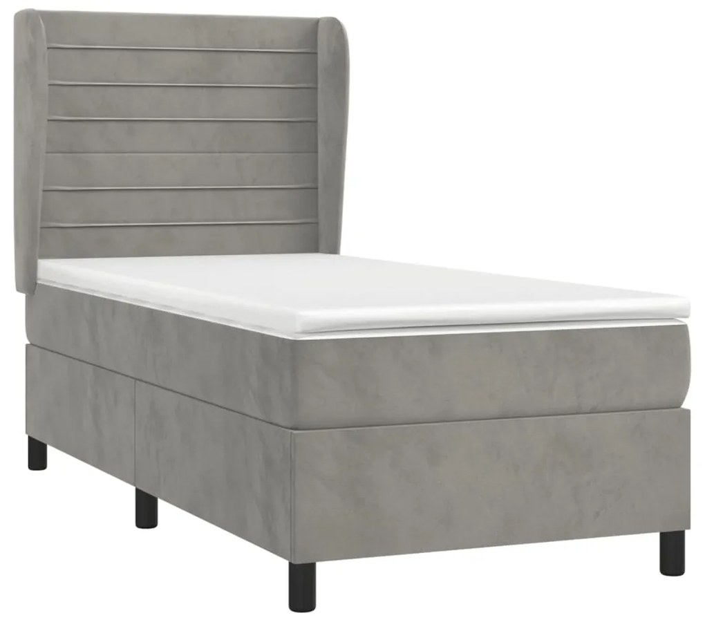 ΚΡΕΒΑΤΙ BOXSPRING ΜΕ ΣΤΡΩΜΑ ΑΝΟΙΧΤΟ ΓΚΡΙ 90X200 ΕΚ. ΒΕΛΟΥΔΙΝΟ 3129249