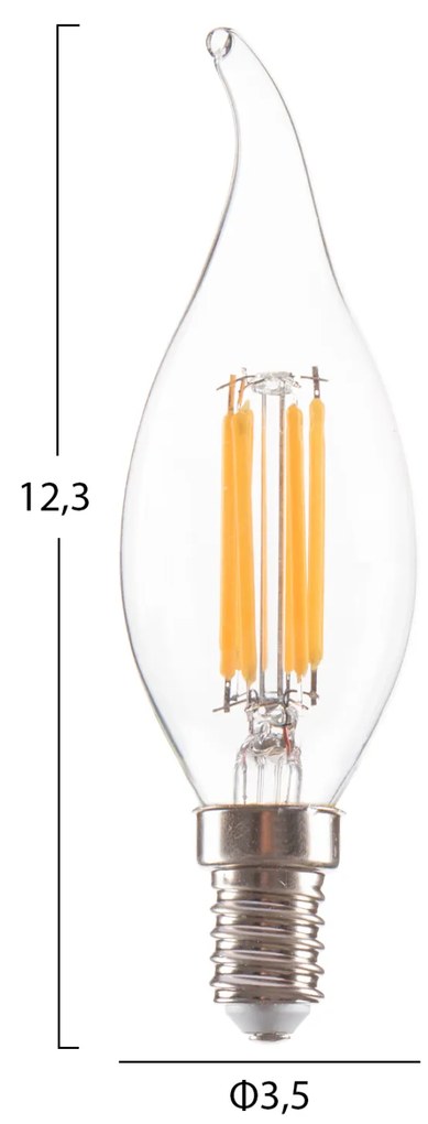 ΛΑΜΠΤΗΡΑΣ HM4047.01 ΣΤΥΛ ΦΛΟΓΑ LED FILAMENT 6W E14 3000K ΔΙΑΦΑΝΟ DIMMABLE - 5199197 - 3000K - HM4047.01