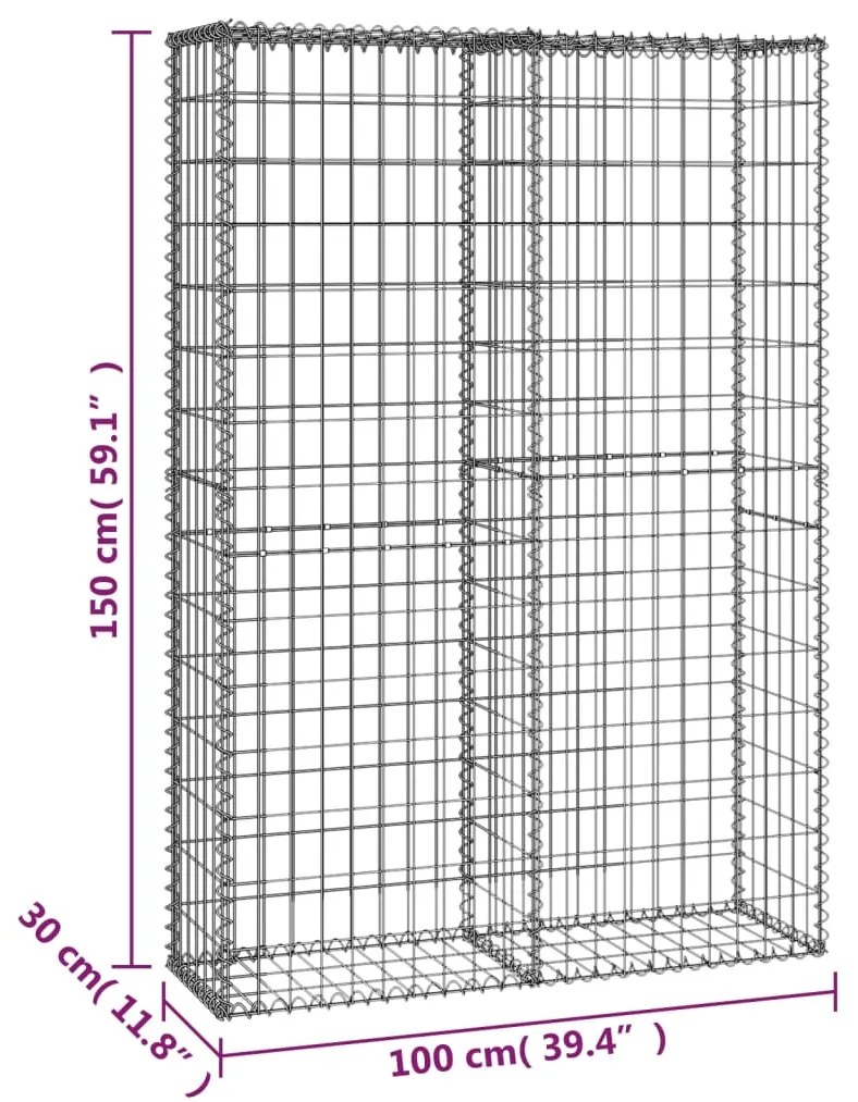 Συρματοκιβώτιο με Καπάκια 150 x 100 x 30 εκ. Γαλβανισμένο Σύρμα  - Ασήμι