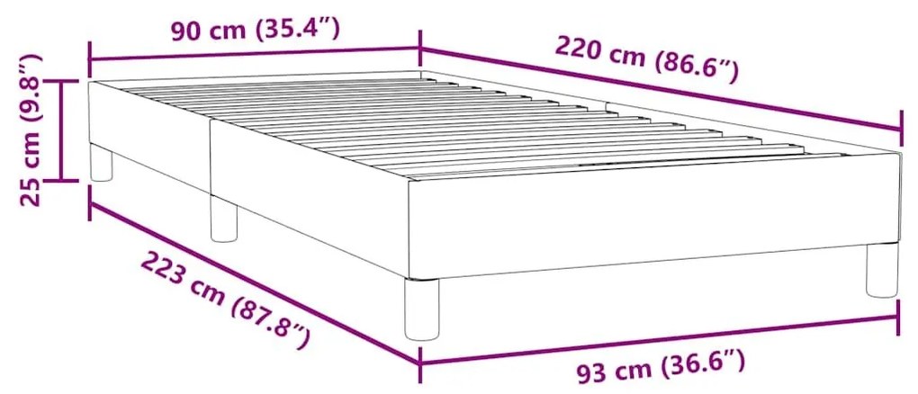 Κρεβάτι Boxspring χωρίς Στρώμα Σκούρο Γκρι 90x220 εκ. Βελούδινο - Γκρι