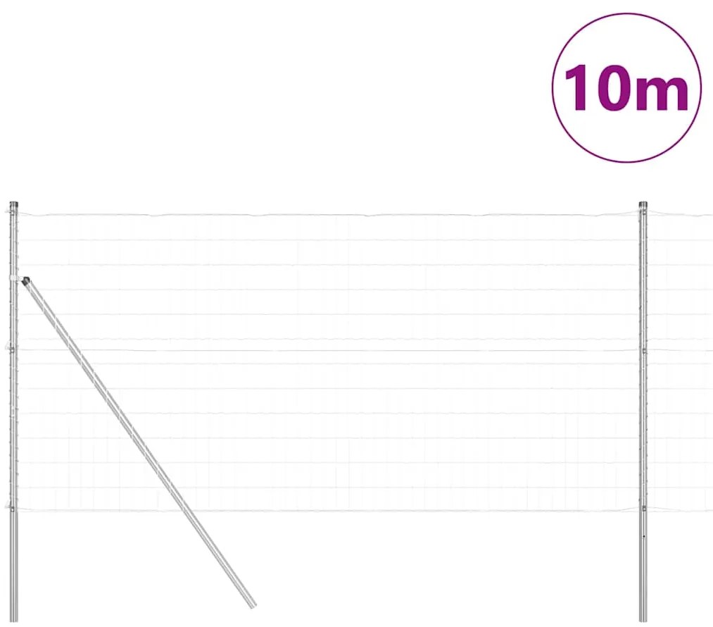 vidaXL Τεντώτο με στήριγμα Ασημί 1,2 x 10 m Χάλυβας και PVC