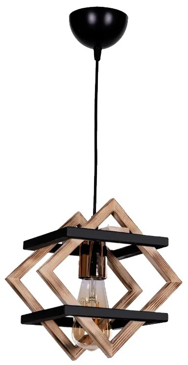 Φωτιστικό οροφής Legno Megapap E27 ξύλινο μονόφωτο χρώμα φυσικό - μαύρο 25x18x70εκ.-GP036-0064,1