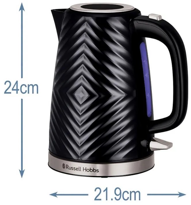 Βραστήρας Russell Hobbs 26380-70, 2400 W,  1.7 л, Γρήγορη θέρμανση, 3D σχεδίαση, Στόμιο με προστασία από διαρροή, Μαύρο