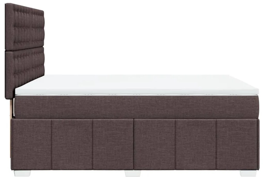 vidaXL Κρεβάτι Boxspring με Στρώμα Σκούρο Καφέ 140x200 εκ Υφασμάτινο