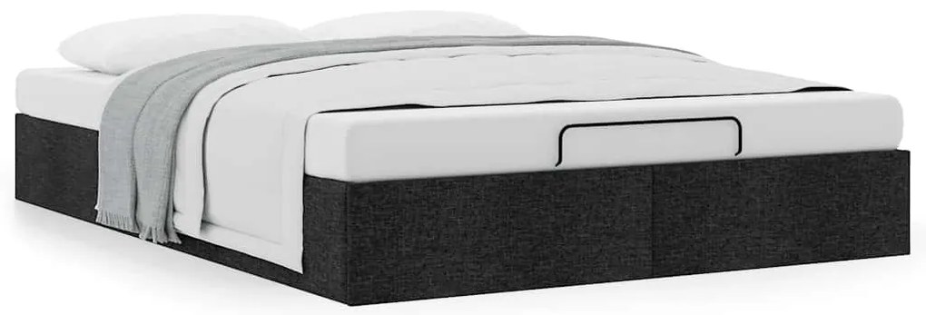 vidaXL Οθωμανικό πλαίσιο κρεβατιού χωρίς στρώμα Μαύρο 140x190cm Ύφασμα