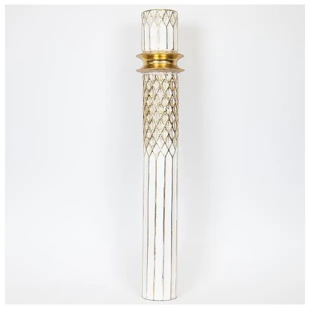 Βάζο Μεταλλικό Λευκό &amp; Χρυσό 15x15x88.5cm 752-22010 Estheti-752-22010-Λευκό-Χρυσό 752-22010