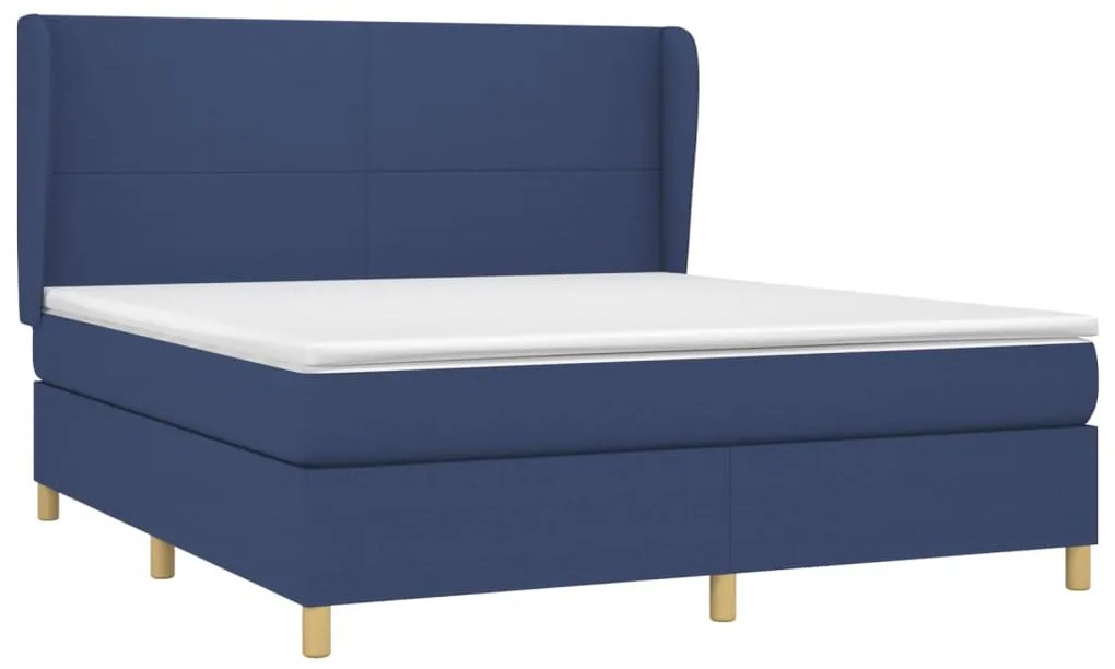 vidaXL Κρεβάτι Boxspring με Στρώμα Μπλε 180x200 εκ. Υφασμάτινο