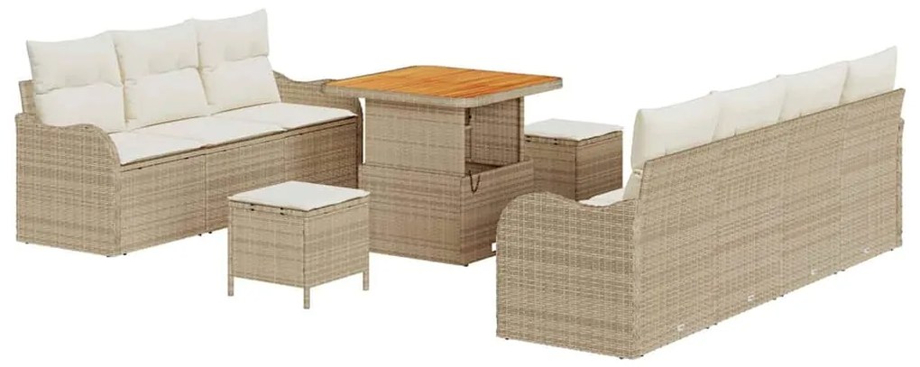 vidaXL Σετ Καναπέ Κήπου με μαξιλάρι 10 pcs Μπεζ, Κρέμα 80 x 80 x 71 cm