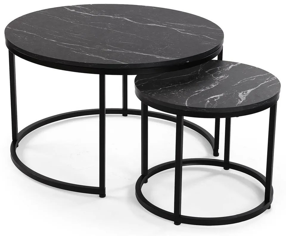 Σετ με 2 τραπέζια Versa Aurea 48 x 48 x 42 cm 80 x 80 x 48 cm