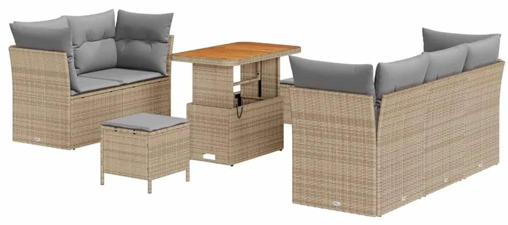 vidaXL Σετ Καναπέ Κήπου 8 pcs μπεζ και ανοιχτό γκρι 90 x 55 x 71 cm