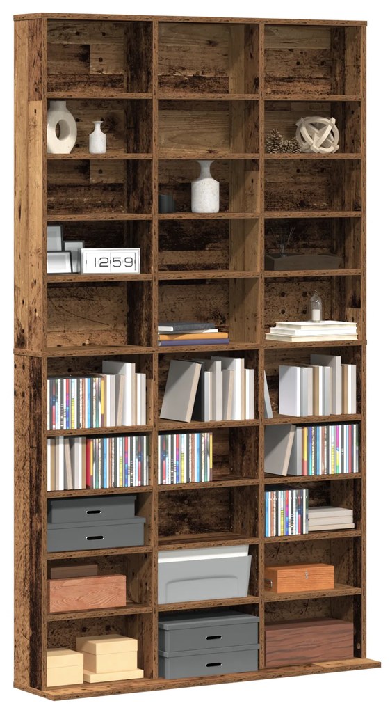 vidaXL Βάση CD - Παλιό ξύλο - 101x23x177.5 εκ - Επεξεργασμένο ξύλο