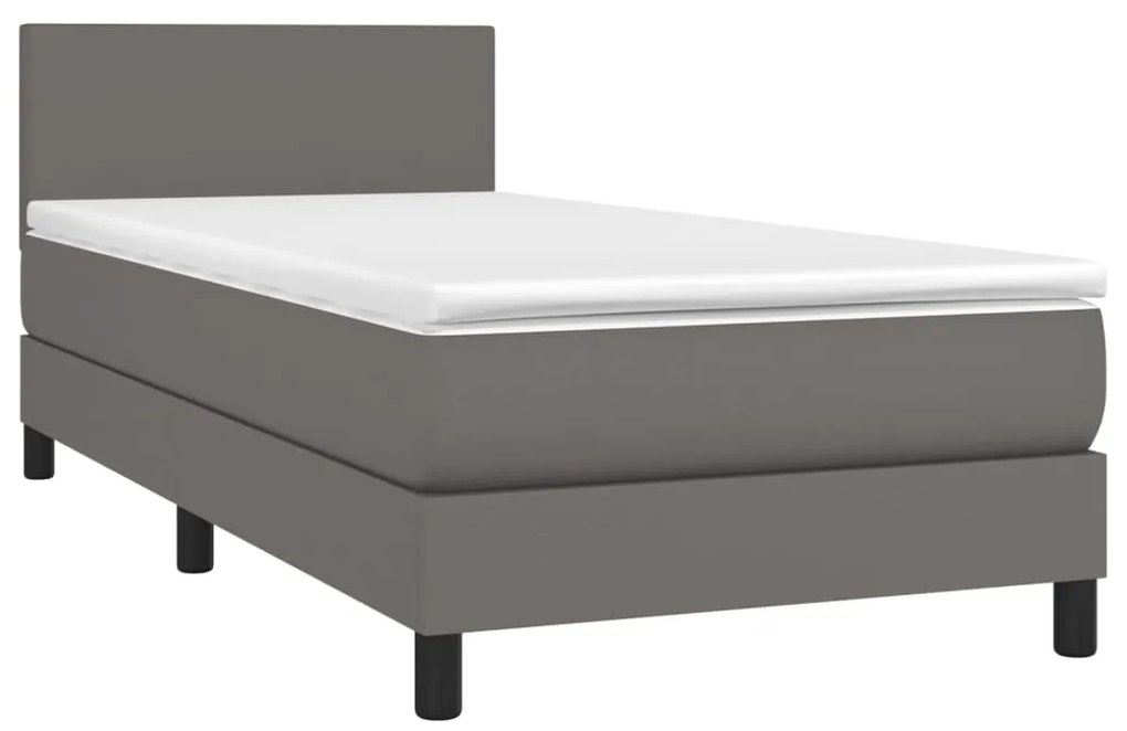 ΚΡΕΒΑΤΙ BOXSPRING ΜΕ ΣΤΡΩΜΑ &amp; LED ΓΚΡΙ 90X200 ΕΚ. ΣΥΝΘ. ΔΕΡΜΑ 3134085