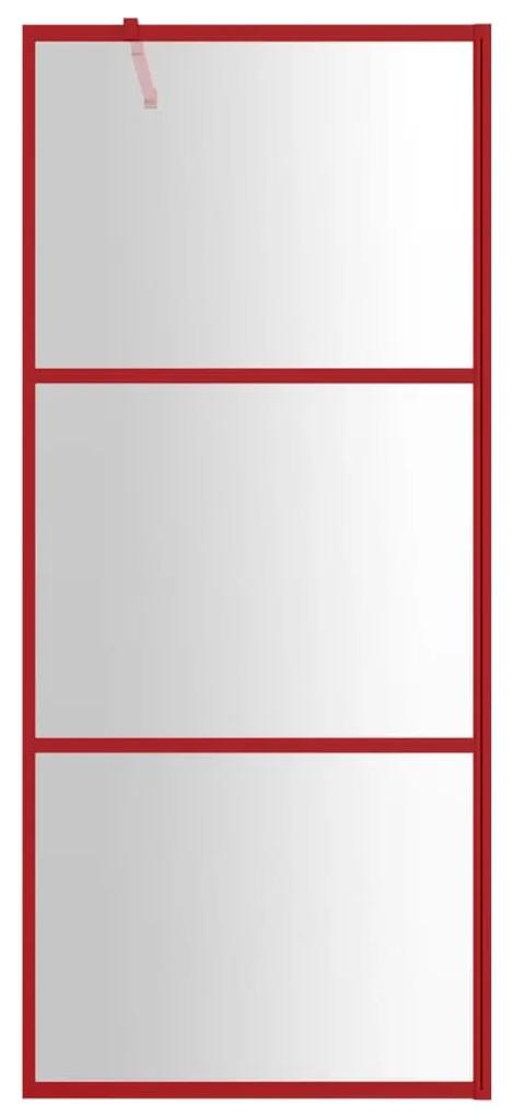 vidaXL Διαχωριστικό Ντουζιέρας Κόκκινο 80 x 195 εκ. Διαφανές Γυαλί ESG