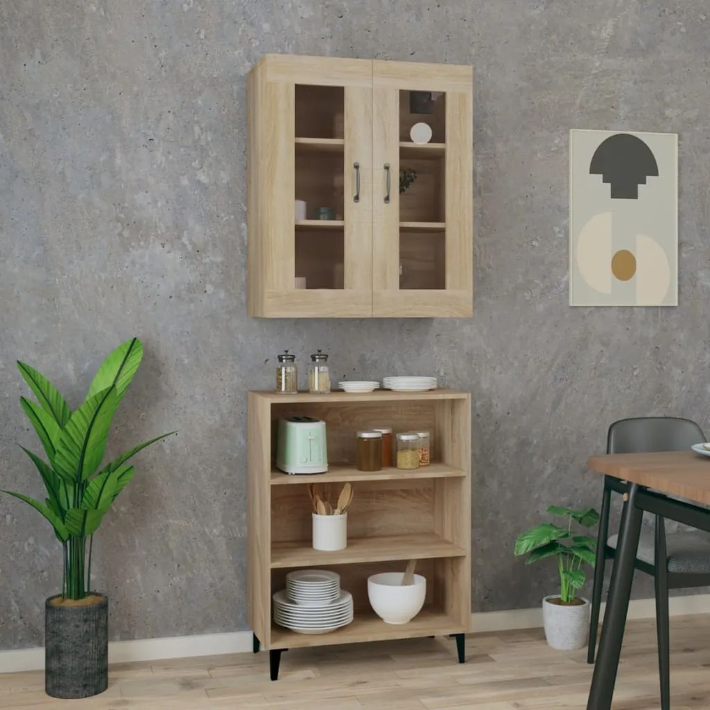 vidaXL Ντουλάπι Sonoma δρυς 69,5 x 34 x 180 εκ. από Επεξεργασμένο Ξύλο