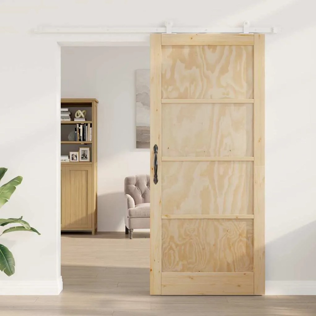 vidaXL Σετ Συρόμενης Πόρτας ORKDAL Φυσικό και λευκό 93 x 211 εκ.