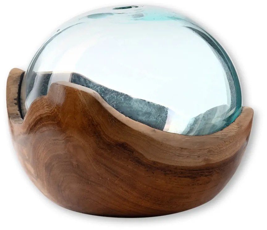 Vase S Line 13cm χειροποίητο με βάση από ξύλο ΤΕΑΚ small SS379-0M