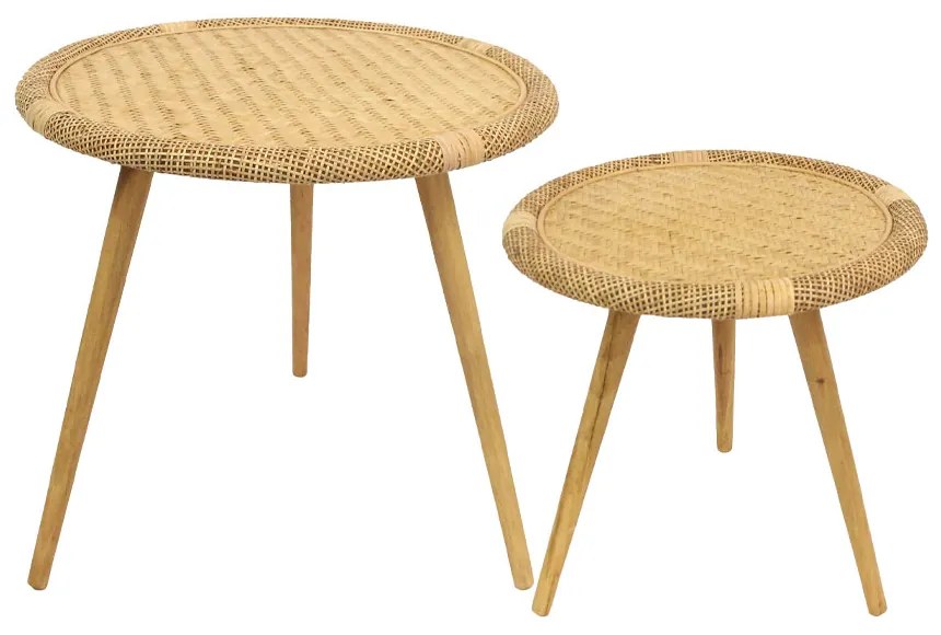 Liberta KAMIRA SIDE TABLE SET 2ΤΕΜ ΦΥΣΙΚΟ 54x54xH51cm 54x54xH51cm 04-1169
