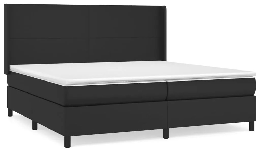 vidaXL Κρεβάτι Boxspring με Στρώμα Μαύρο 200x200 εκ. Συνθετικό Δέρμα