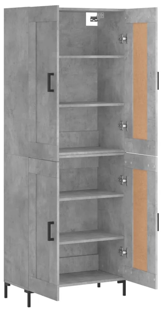 vidaXL Ντουλάπι Γκρι Σκυροδέματος 69,5x34x180 εκ. Επεξεργασμένο Ξύλο