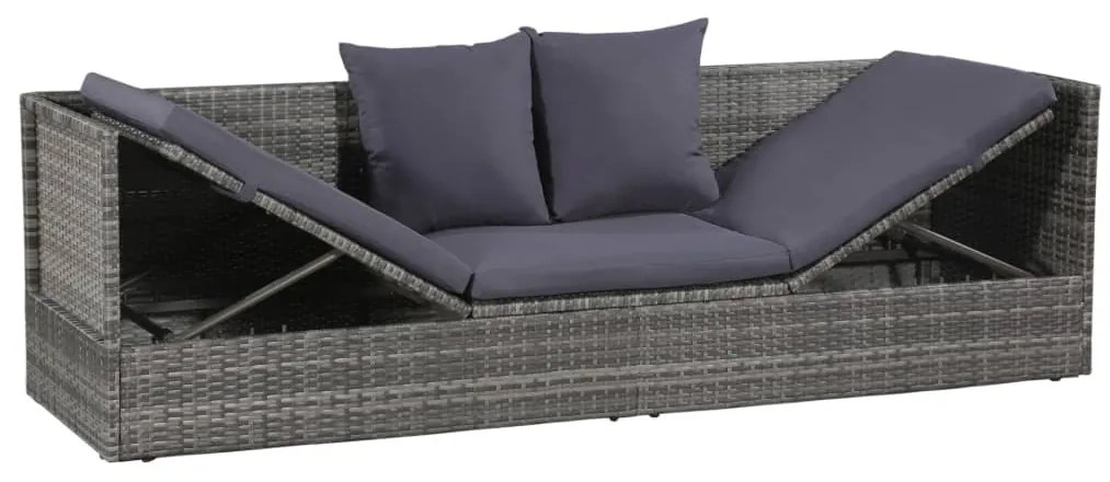 vidaXL Ξαπλώστρα - Κρεβάτι Κήπου Γκρι 200 x 60 εκ. Συνθετικό Ρατάν