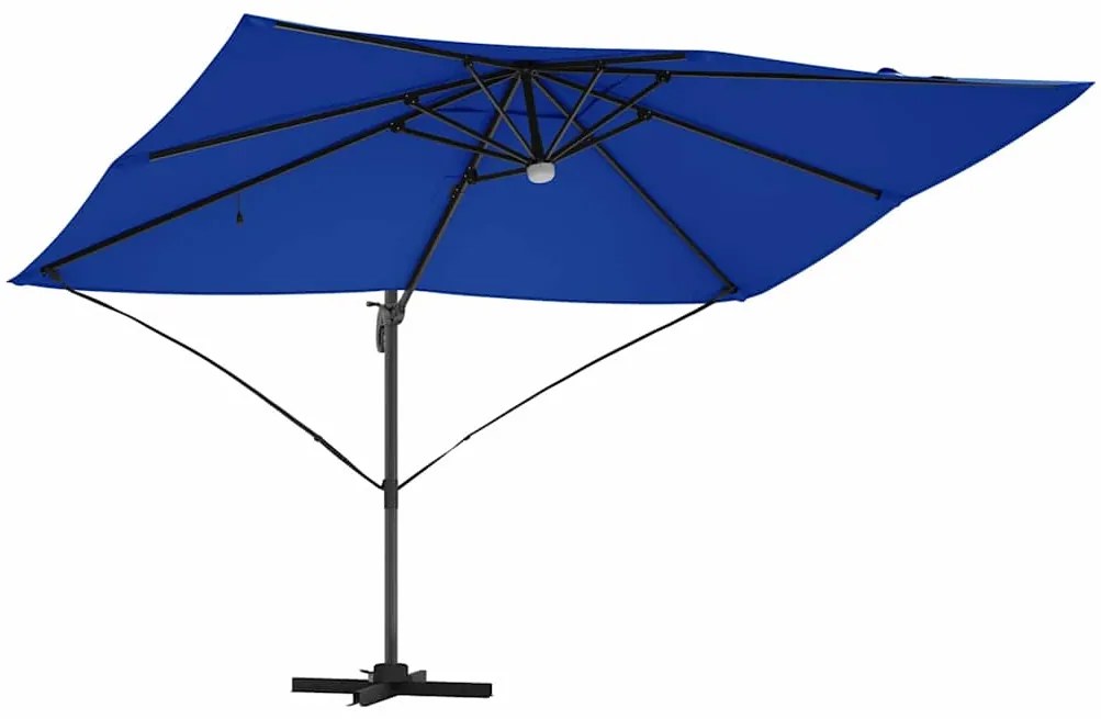 vidaXL Ομπρέλα ηλίου με φώτα λωρίδας LED Αζούρ μπλε 351 x 250 x 253 εκ