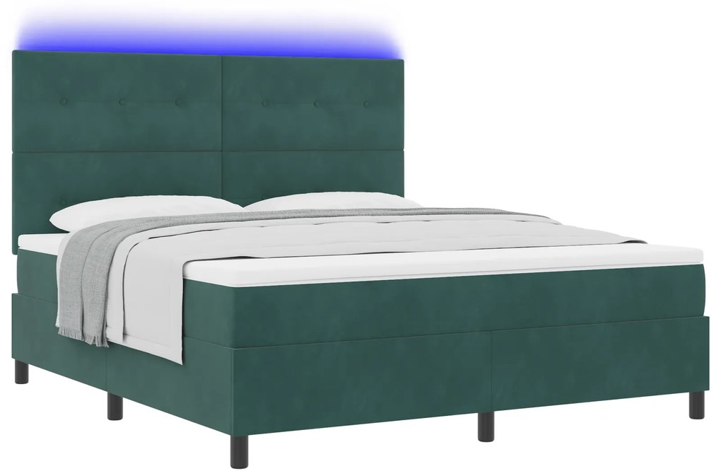 vidaXL Κρεβάτι με ελατήρια Σκούρο πράσινο 180 x 200 cm Βελούδο