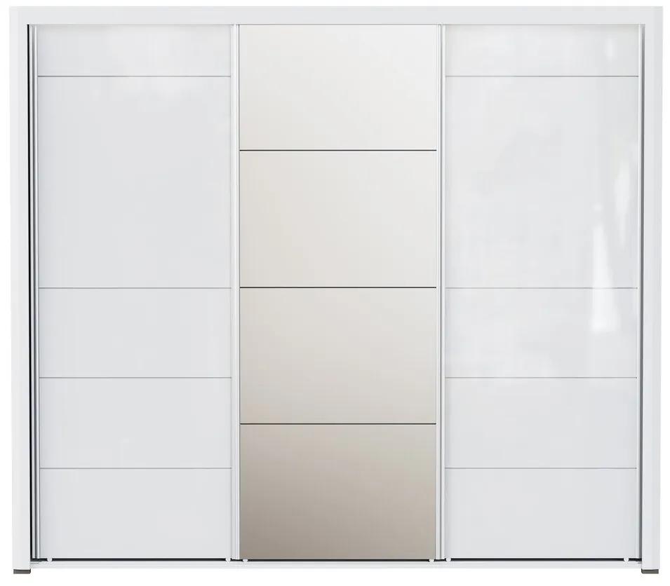 Ντουλάπα Orlando K115, Γυαλιστερό λευκό, Άσπρο, 206x235x62cm, Πόρτες ντουλάπας: Ολίσθηση, Αριθμός ραφιών: 5, Αριθμός ραφιών: 5 | Epipla1.gr