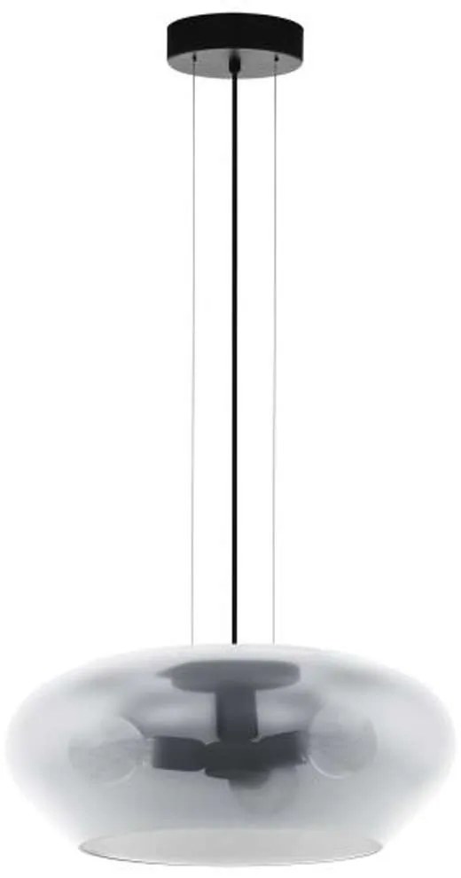 Φωτιστικό Οροφής 39658 Priorat E27/3 Ø500 Black-Clear Eglo Μέταλλο,Γυαλί