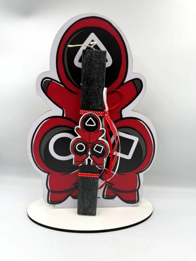 Τύπου Squid game παιχνίδι του καλαμαριού Αρωματική λαμπάδα ν.2 - Σετ Λαμπάδα και πλάτη με βάση