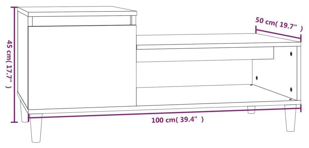 Τραπεζάκι Σαλονιού Λευκό 100x50x45 εκ. Επεξεργασμένο Ξύλο - Λευκό