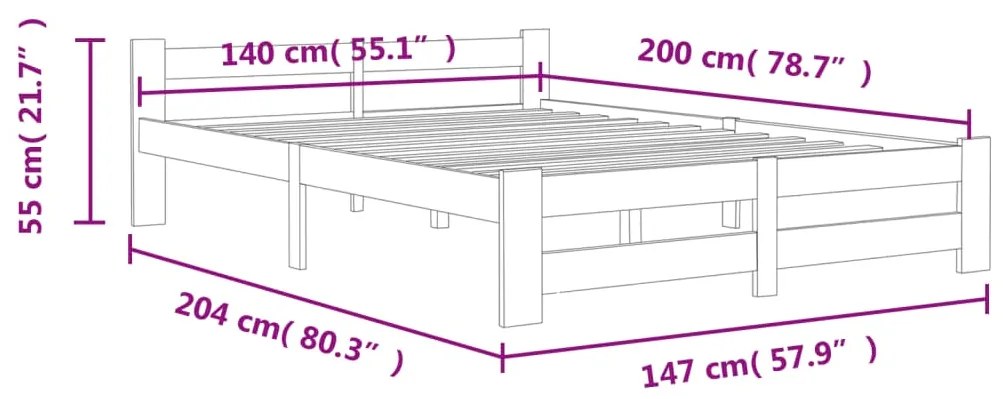 ΠΛΑΙΣΙΟ ΚΡΕΒΑΤΙΟΥ ΛΕΥΚΟ 140 X 200 ΕΚ. ΑΠΟ ΜΑΣΙΦ ΞΥΛΟ ΠΕΥΚΟΥ 322001