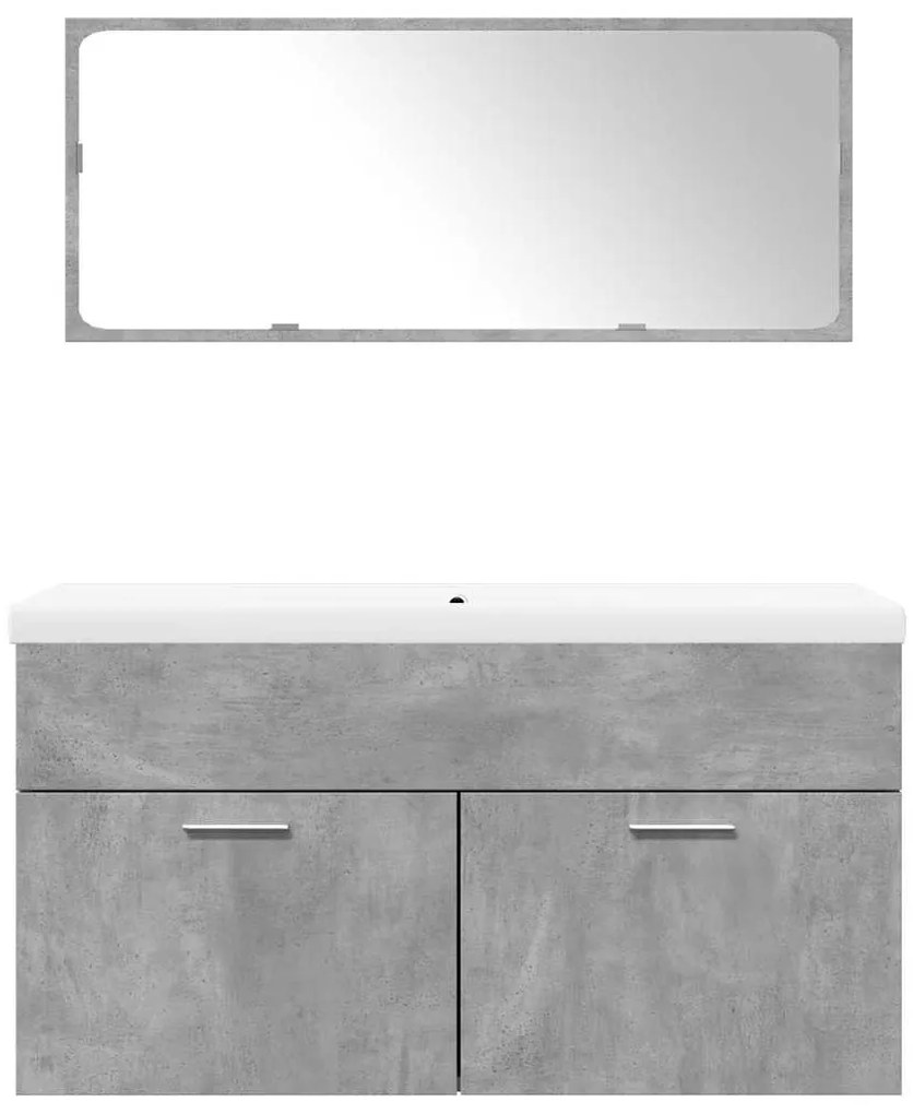 vidaXL Σετ Επίπλων Μπάνιου 3 Τεμαχίων Γκρι Σκυροδέματος από Επεξ. Ξύλο