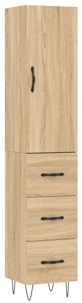 vidaXL Μπουφές Sonoma δρυς 34,5 x 34 x 180 εκ. από Επεξεργασμένο Ξύλο