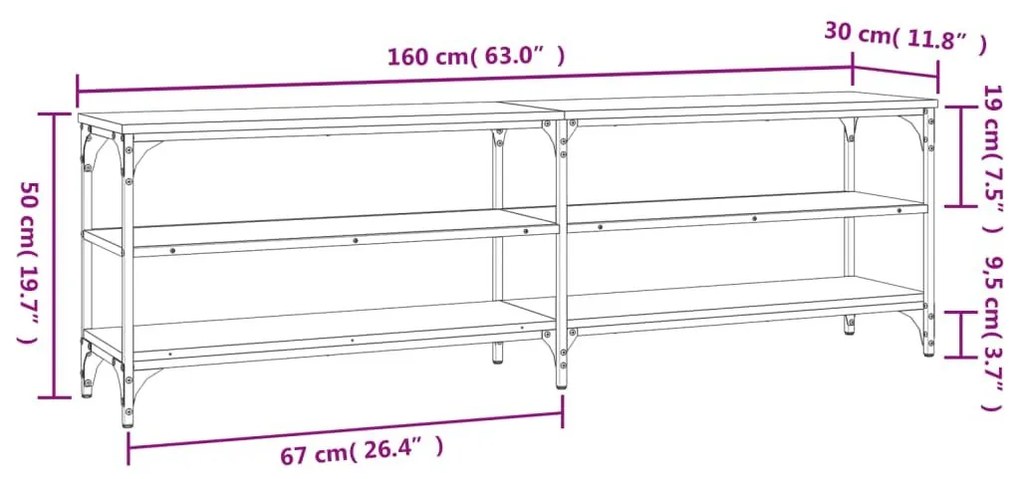 Έπιπλο Τηλεόρασης Sonoma Δρυς 160x30x50 εκ. Επεξ. Ξύλο - Καφέ