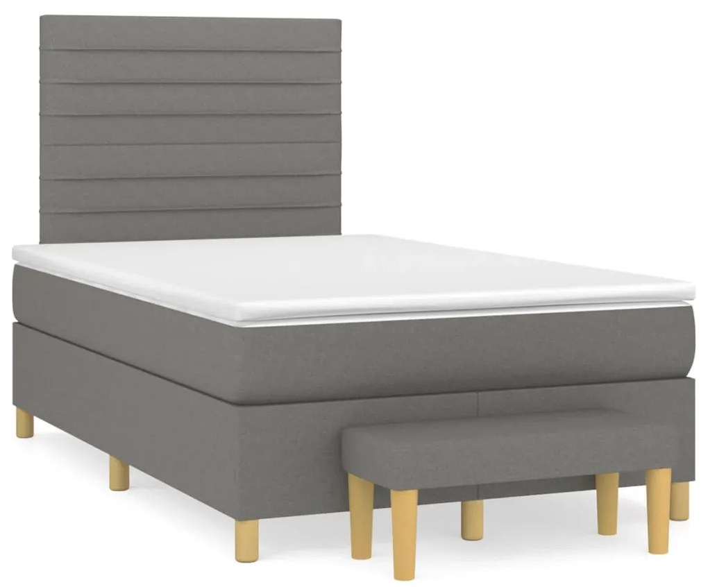 vidaXL Κρεβάτι Boxspring με Στρώμα Σκούρο Γκρι 120x200 εκ. Υφασμάτινο