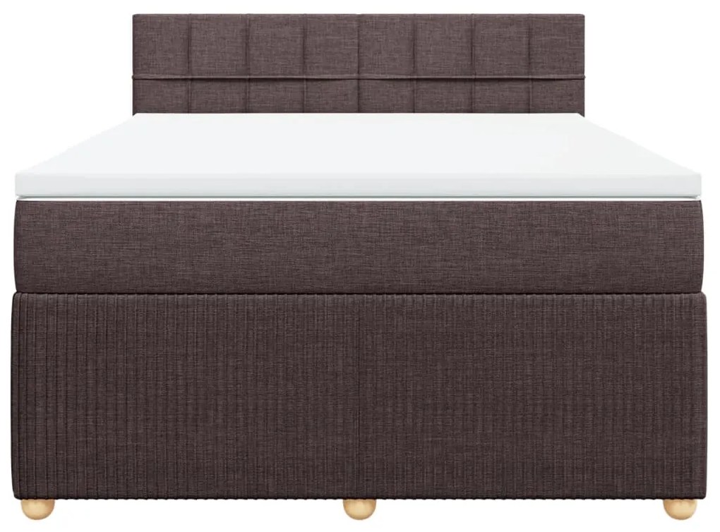 vidaXL Κρεβάτι Boxspring με Στρώμα Σκούρο Καφέ 140x200 εκ Υφασμάτινο