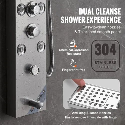VEVOR Shower Panel Tower System 6 Modes Hydroelectricity LED Stainless Steel