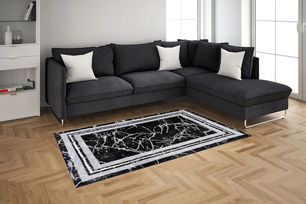 Marmo Carpet Μοντέρνο Χαλί Polycotton 180x240 - Cement Ανθρακί