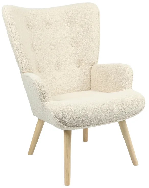 Πολυθρόνα Fluffy pakoworld μπουκλέ κρεμ-φυσικό 75x69x96εκ