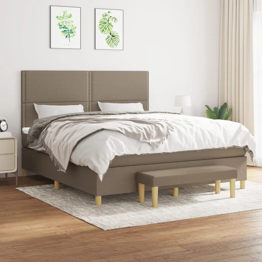 Κρεβάτι Boxspring με Στρώμα Taupe 180x200 εκ. Υφασμάτινο