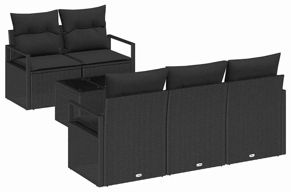 vidaXL Σετ Καναπέ Κήπου 6 pcs Μαύρο 55 x 55 x 37 εκ συνθετικό ρατάν
