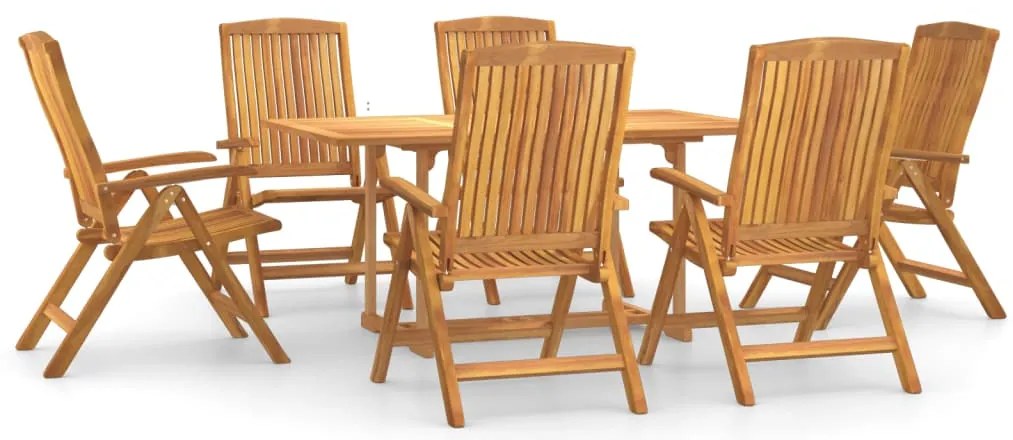 vidaXL Σετ Τραπεζαρίας Κήπου 7 Τεμαχίων από Μασίφ Ξύλο Teak