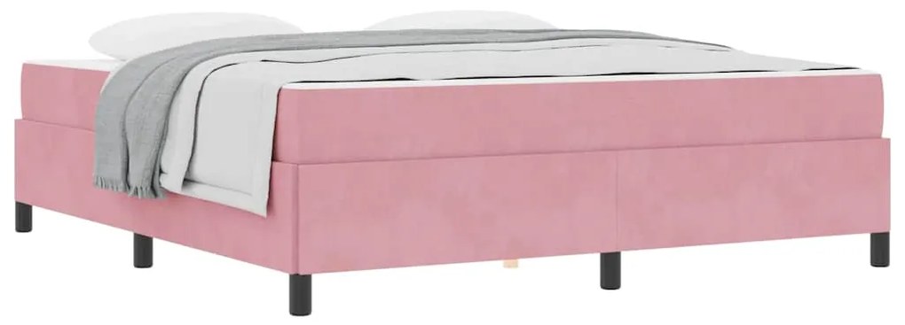 vidaXL Σκελετός Κρεβατιού Άλλο Ρόζ και Λευκό 180 x 200 cm Βελούδο